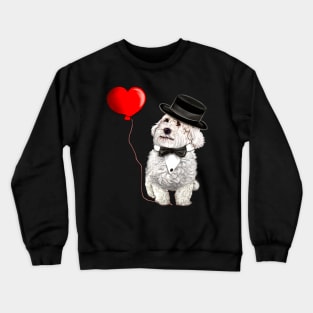 The Best Valentine’s Day Gift ideas 2022, Cavalier king charles spaniel fancy dress bow tie and hat, white Cavoodle Cavapoo Valentine’s day Crewneck Sweatshirt